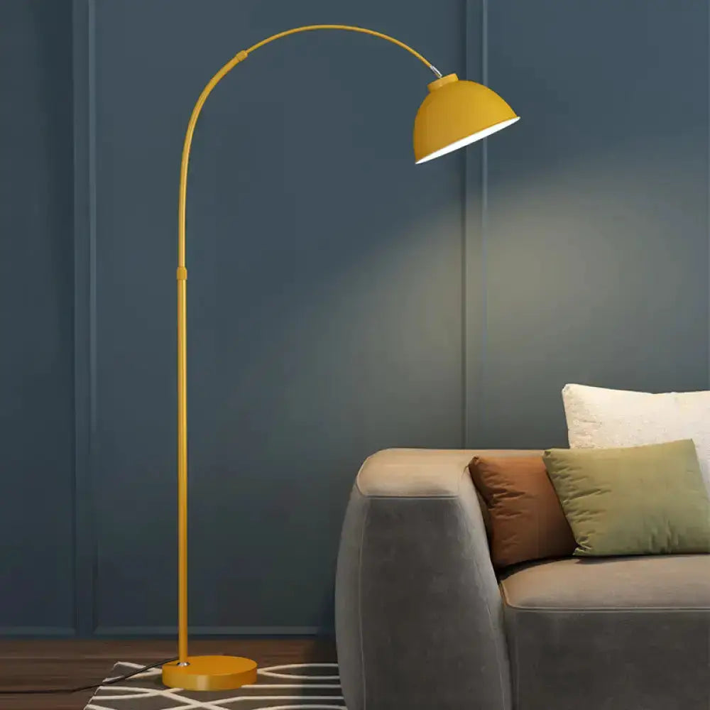 Mustard Yellow Adjustable Arched Floor Lamp