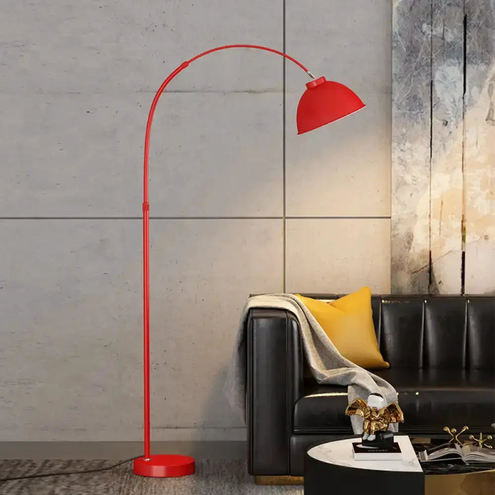 Mustard Yellow Adjustable Arched Floor Lamp