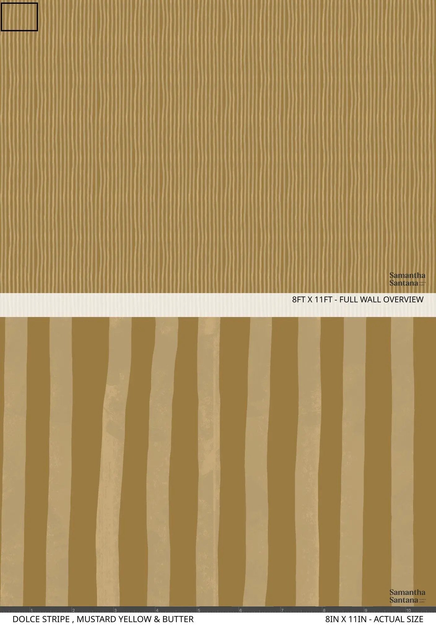 Dolce Stripe wallpaper mustard yellow and butter wavy stripes Samantha Santana Creative on Tampa Home & Garden Store