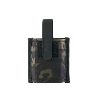 Muzzle Mask accessory pouch in camo fabric with black leather strap by The Brown Buffalo on Tampa Home & Garden Store