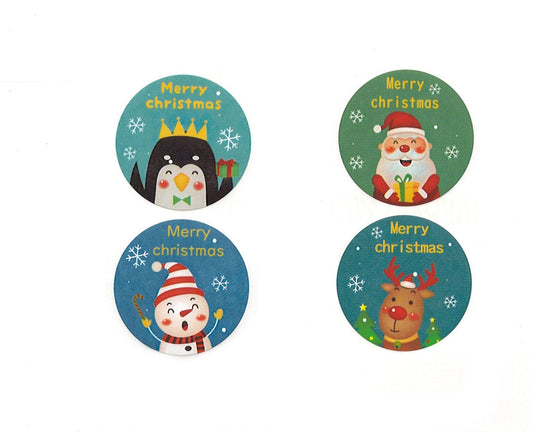 Merry Christmas Stickers -  1 inch - Set of 50