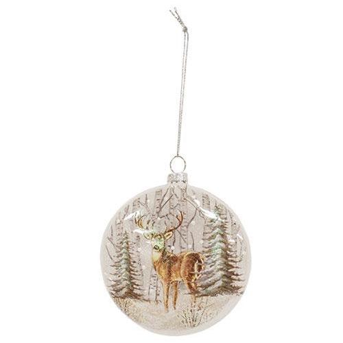 Glass Disk 100mm Ornament -Deer - Tampa Home & Garden Store