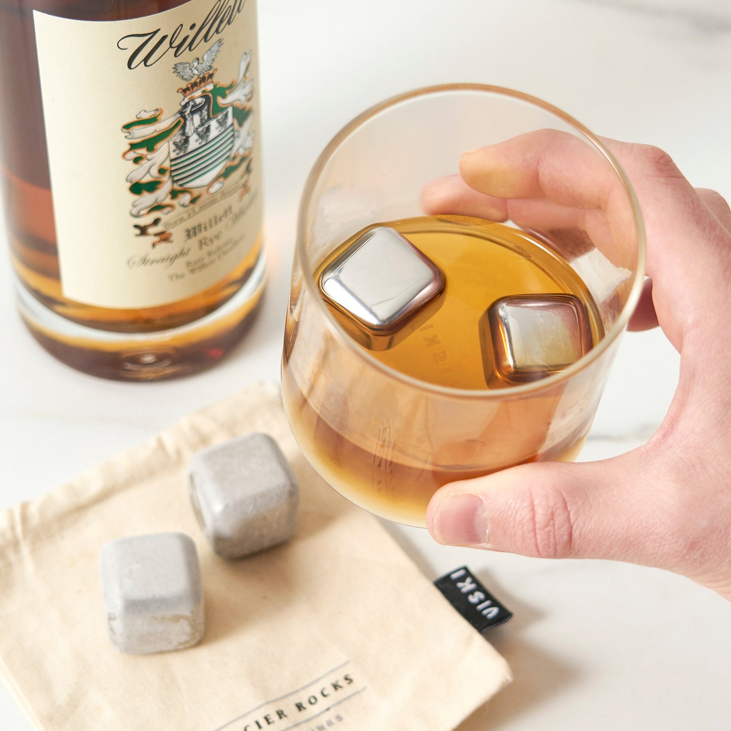 Stainless Steel Whiskey Ice Cubes and Pouch