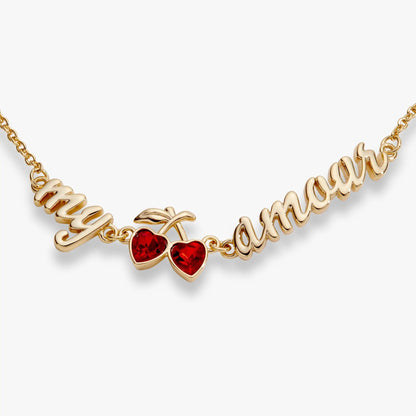 My Cherry Amour In-Line Chain Bracelet by ALEX AND ANI, gold-tone with red heart charms on Tampa Home & Garden Store