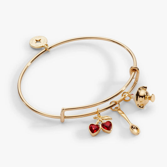 My Cherry Amour Multi Charm Bangle by ALEX AND ANI in rose-gold with red heart charms on Tampa Home & Garden Store