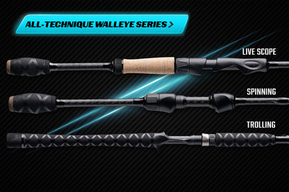 Myriad Denali rods set of 3 with cork and foam grips for live scope, spinning, trolling on Tampa Home & Garden Store