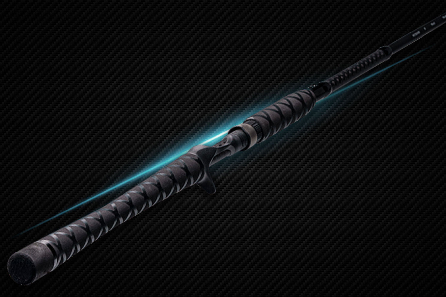 Denali Myriad fishing rod with carbon fiber shaft, teal glow accent, and textured grip on Tampa Home & Garden Store