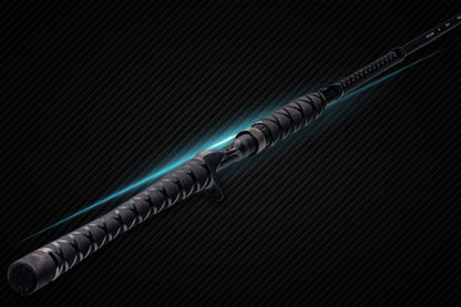 Denali Myriad fishing rod with carbon fiber shaft, teal glow accent, and textured grip on Tampa Home & Garden Store