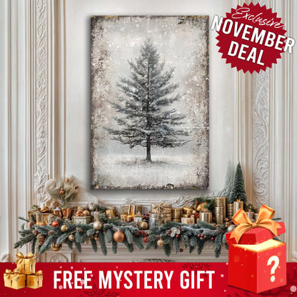 Canvas Vintage Christmas Tree Wall Art by Tailored Canvases with snowy rustic background on Tampa Home & Garden Store