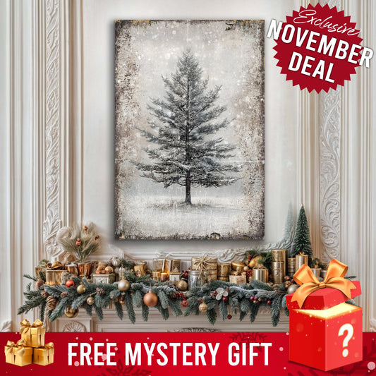 Canvas Vintage Christmas Tree Wall Art by Tailored Canvases with snowy rustic background on Tampa Home & Garden Store