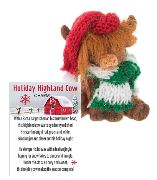 Holiday Highland Cow Charm