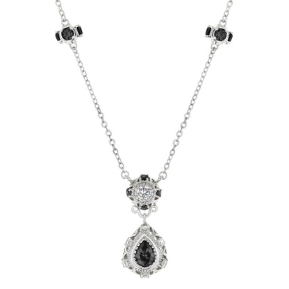 Classic Cz Necklace silver-tone pendant with black and clear cz stones by Lauren G Adams on Tampa Home & Garden Store