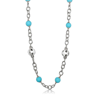 Beautiful Blossom Necklace turquoise beads on a silver chain by Lauren G Adams on Tampa Home & Garden Store