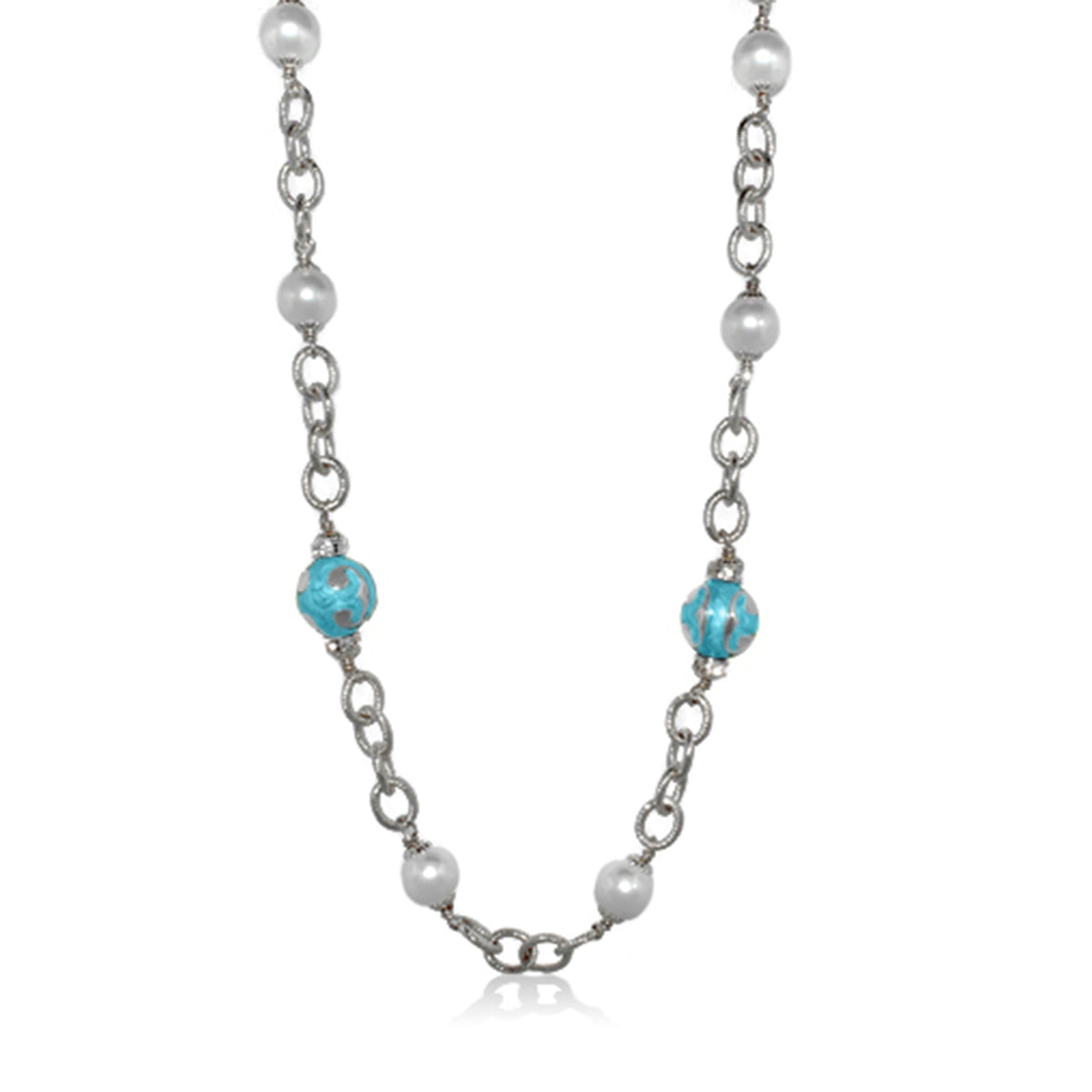 Beautiful Blossom Necklace by Lauren G Adams with silver chain and turquoise beads on Tampa Home & Garden Store