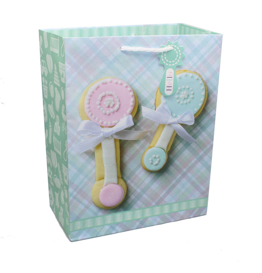 Pink and Blue Baby Rattle Gift Bag