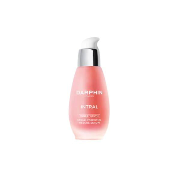 Darphin Intral Inner Youth Rescue Serum bottle, pink gradient pump, face serum on Tampa Home & Garden Store