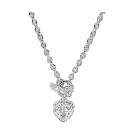 Lock and Key necklace by Lauren G Adams, silver-tone chain with ornate lock pendant on Tampa Home & Garden Store