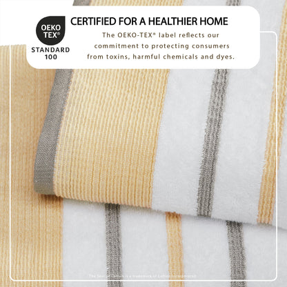 Soft Cotton Bath Towel Set and Stripe Detail