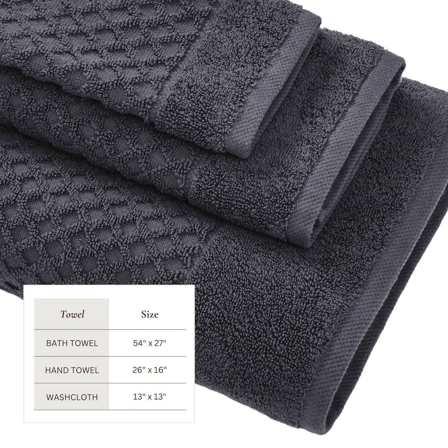 Cotton Diamond Waffle Weave Bath Towel Set