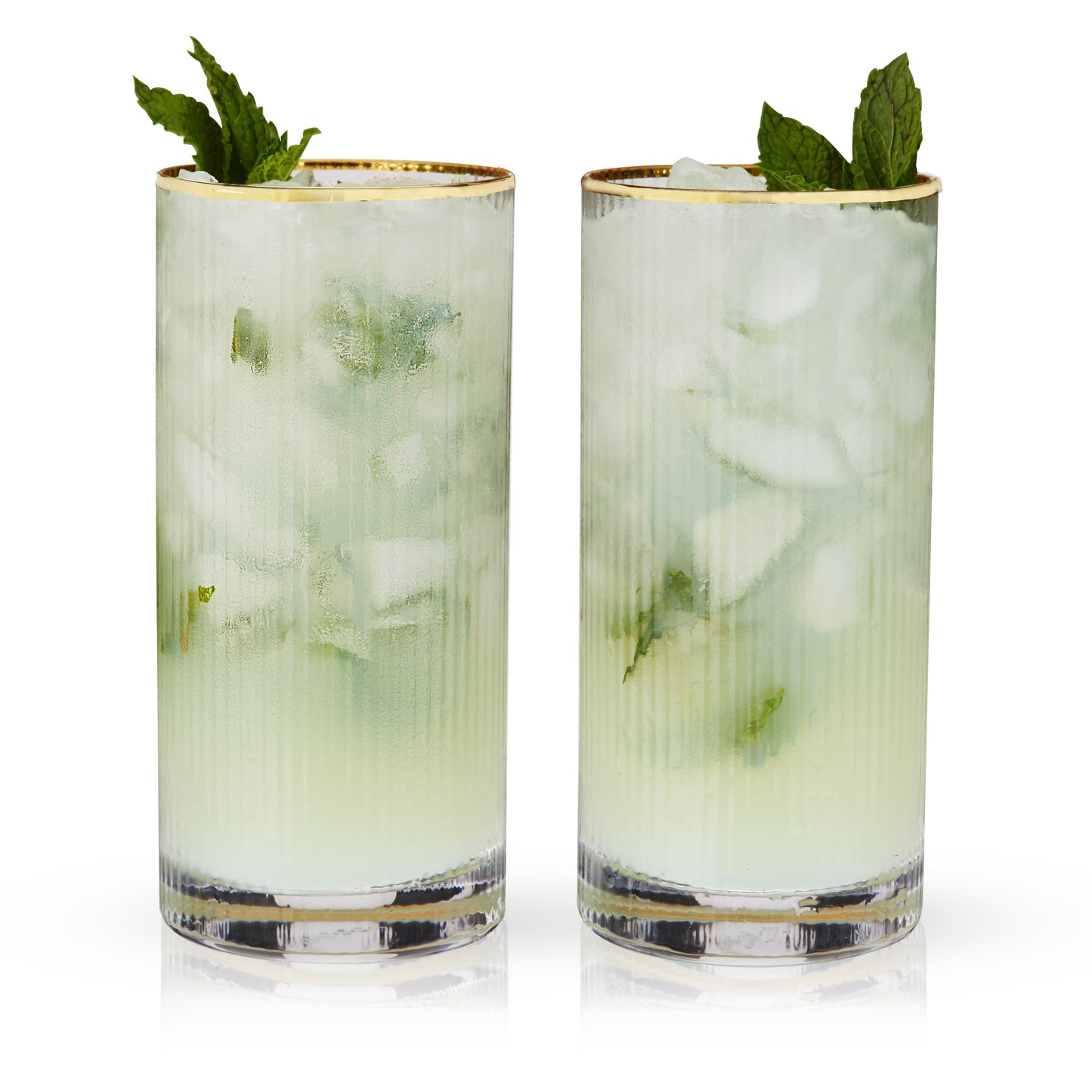Gold Trimmed Crystal Highball Glasses Set of 2