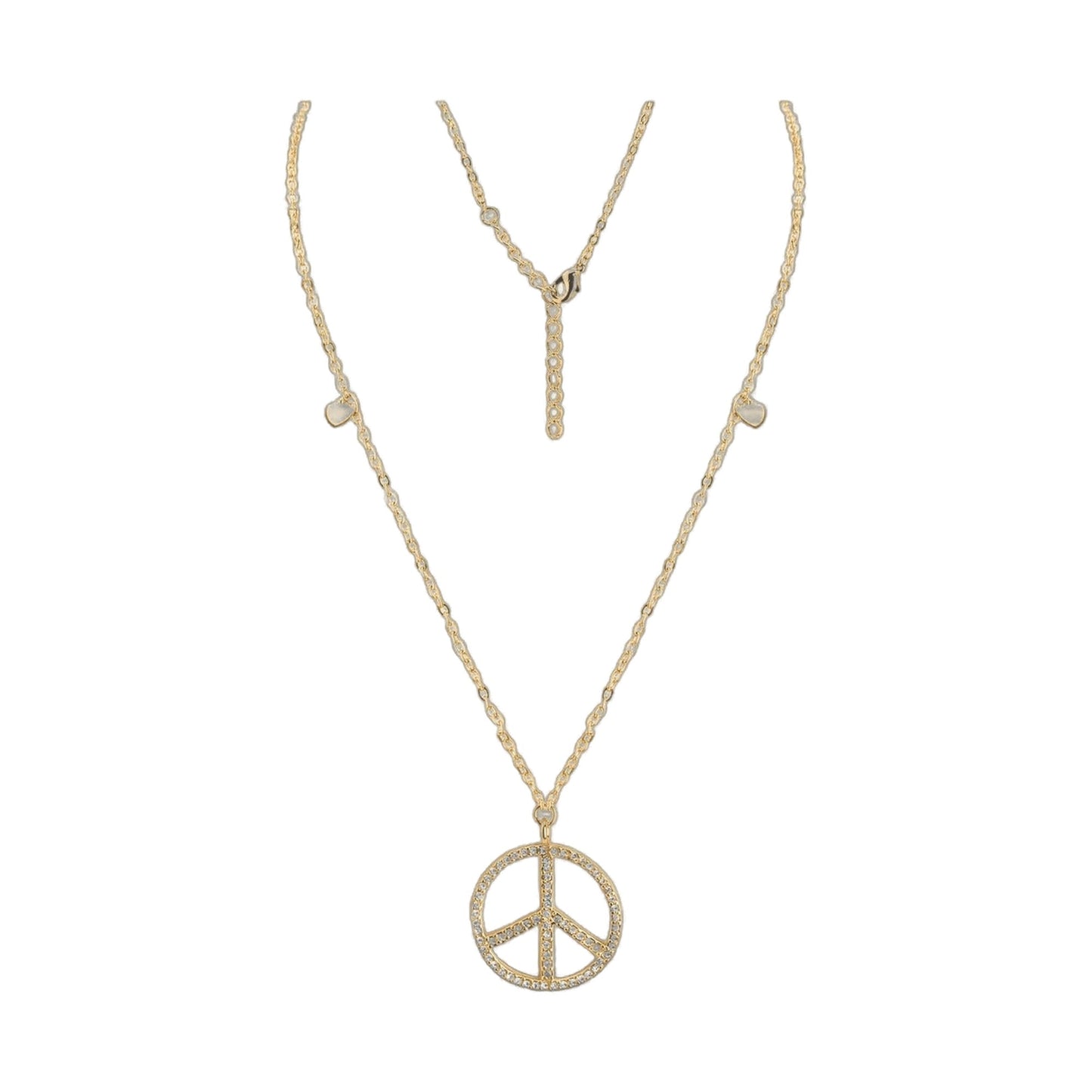 Gold-tone Pave Peace necklace with pavé crystals and peace sign pendant by Lauren G Adams on Tampa Home & Garden Store