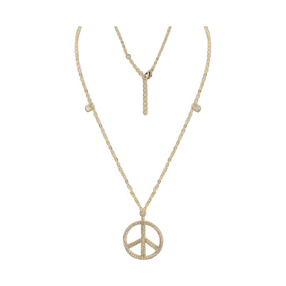 Gold-tone Pave Peace necklace with pavé crystals and peace sign pendant by Lauren G Adams on Tampa Home & Garden Store