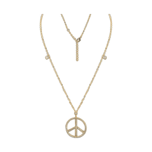 Pave Peace Necklace gold-tone peace sign pendant by Lauren G Adams on Tampa Home & Garden Store