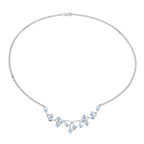 7.36 Carat Genuine Blue Topaz .925 Sterling Silver Necklace with blue topaz accents on Tampa Home & Garden Store