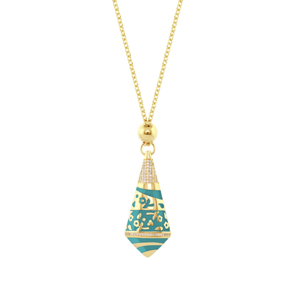 Pendant Flowers Orly Stripe Drop teal enamel Lauren G Adams on Tampa Home & Garden Store