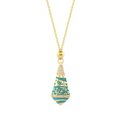 Pendant Flowers Orly Stripe Drop teal enamel Lauren G Adams on Tampa Home & Garden Store