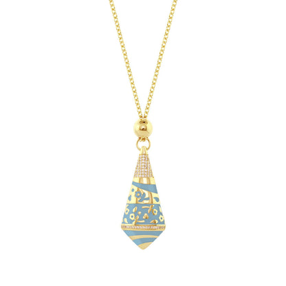 Pendant necklace Flowers by Orly Enamel Stripe Drop Lauren G Adams, blue enamel on Tampa Home & Garden Store