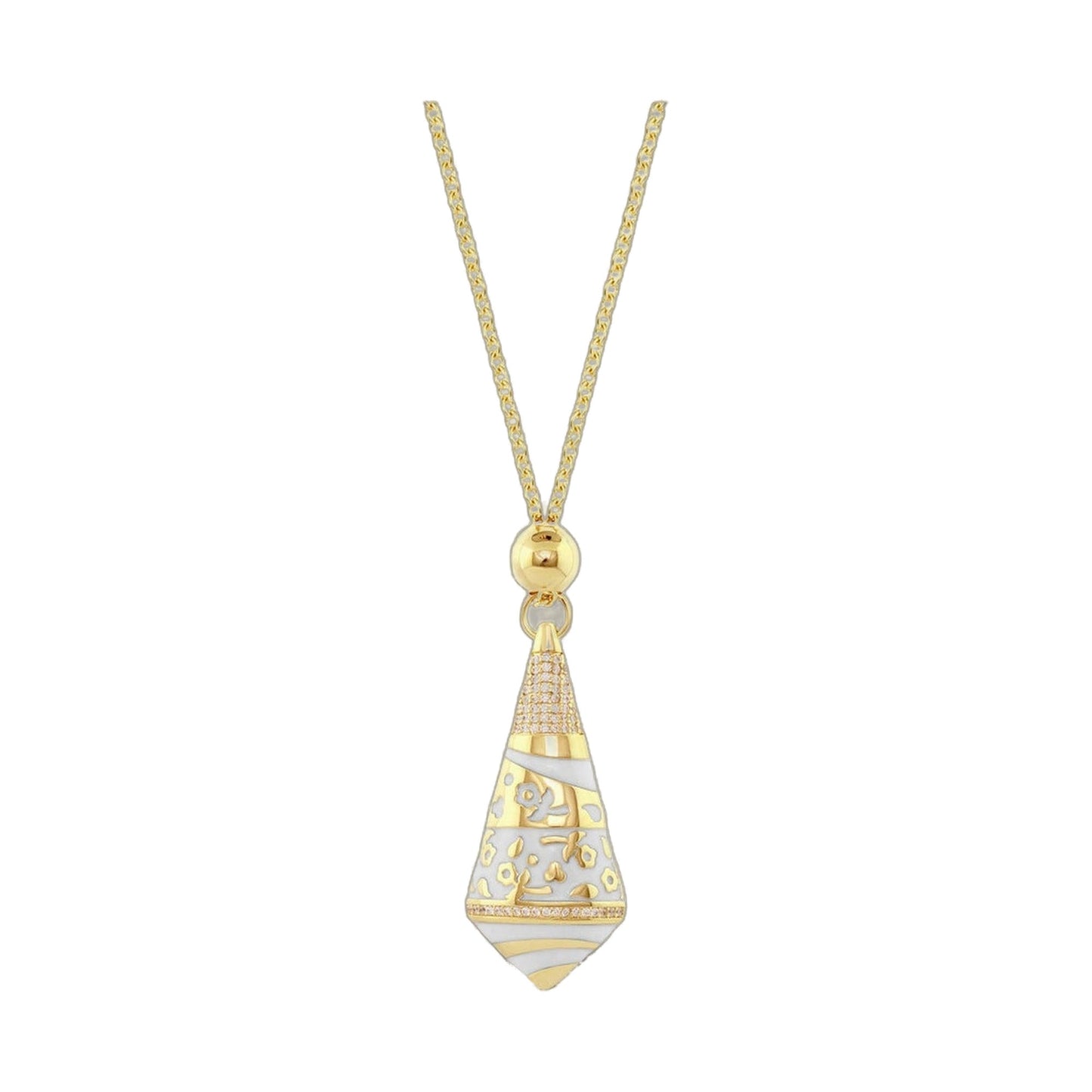 Flowers by Orly pendant enamel stripe gold-tone with white enamel cone by Lauren G Adams on Tampa Home & Garden Store