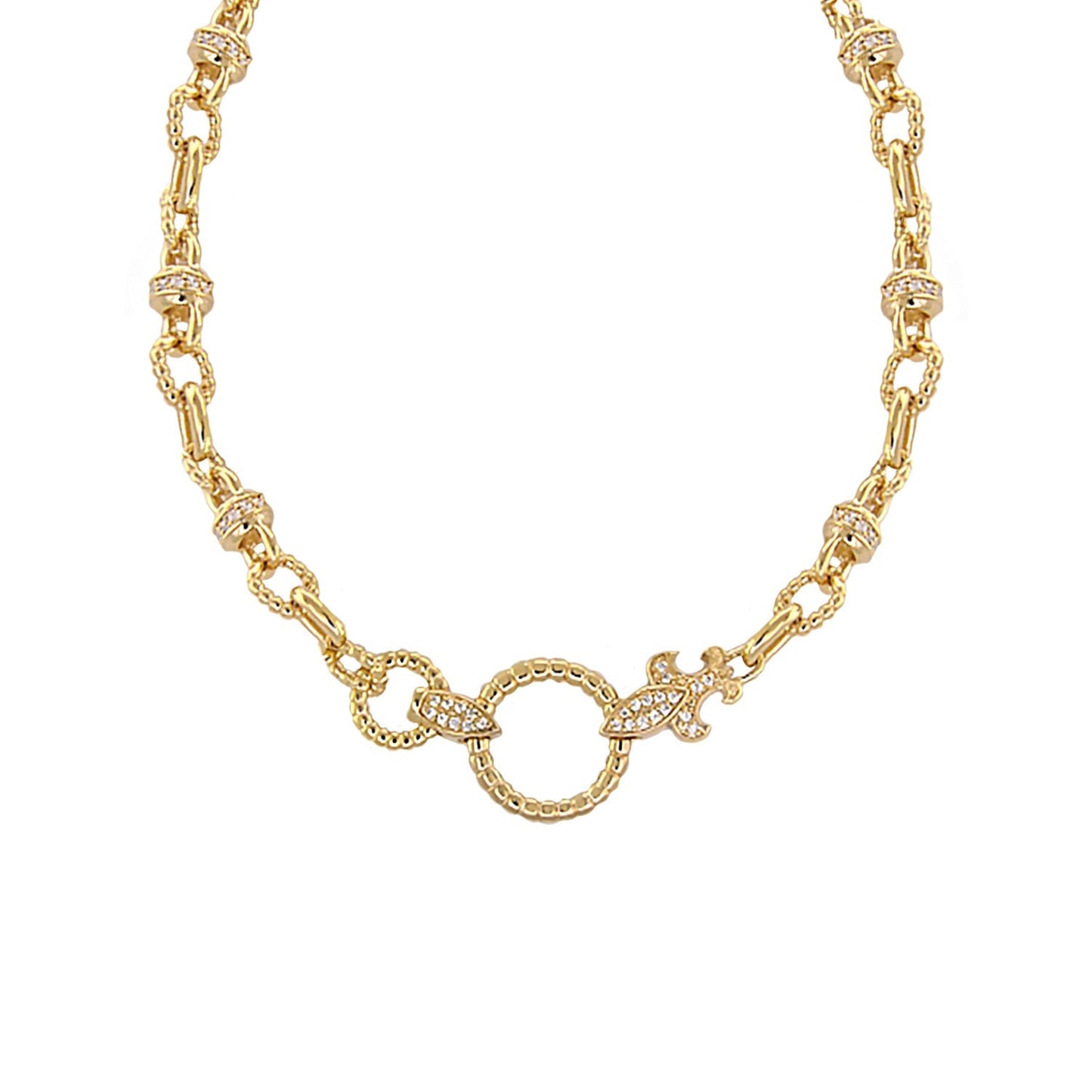 Renaissance Style necklace by Lauren G Adams with circular links and diamonds on Tampa Home & Garden Store