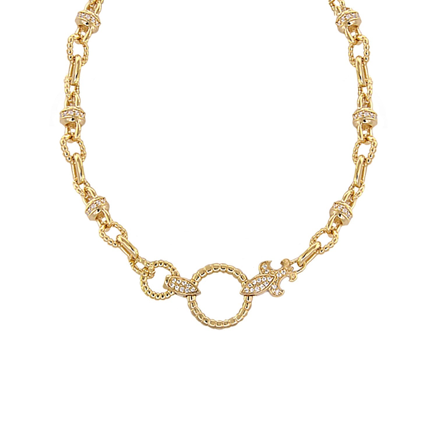 Renaissance Style necklace by Lauren G Adams with circular links and diamonds on Tampa Home & Garden Store