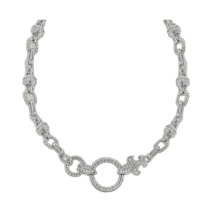Renaissance Style necklace by Lauren G Adams in silver-tone metal with ornate chain segments on Tampa Home & Garden Store