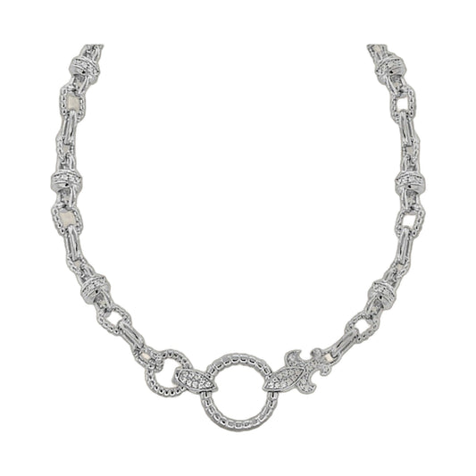 Renaissance Style necklace by Lauren G Adams, silver-tone chain with ornate links on Tampa Home & Garden Store