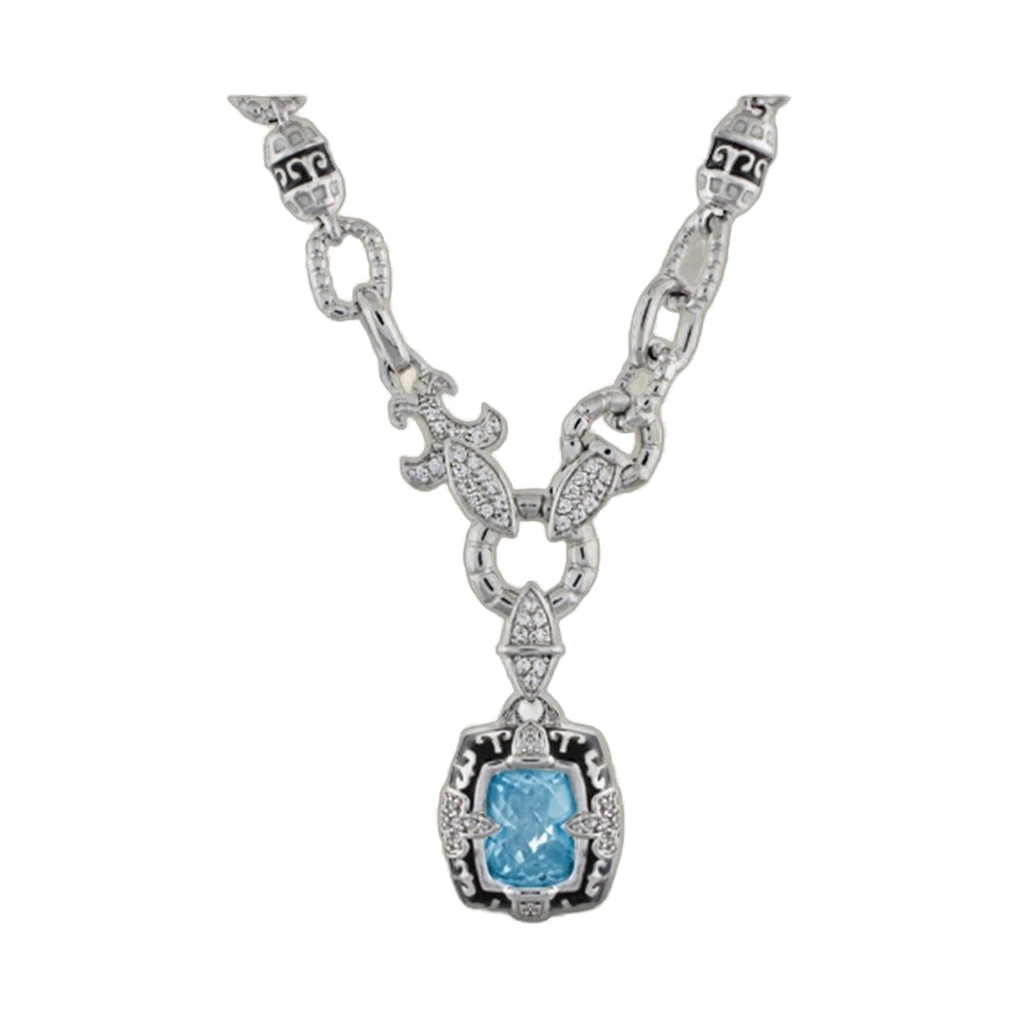 Renaissance Necklace by Lauren G Adams in silver with blue gem pendant on Tampa Home & Garden Store