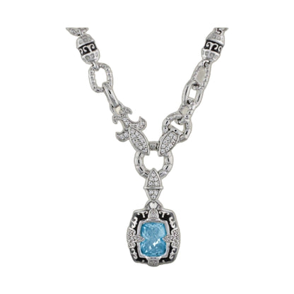 Renaissance Necklace by Lauren G Adams, silver-tone chain with links and gemstone centerpiece on Tampa Home & Garden Store