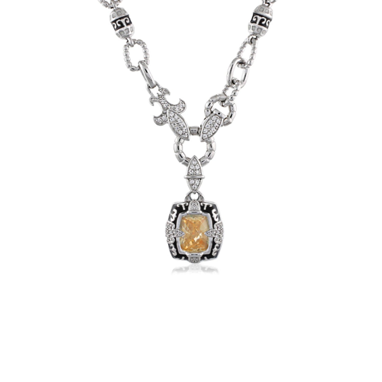 Renaissance Necklace by Lauren G Adams, silver-tone chain with yellow gemstone pendant on Tampa Home & Garden Store
