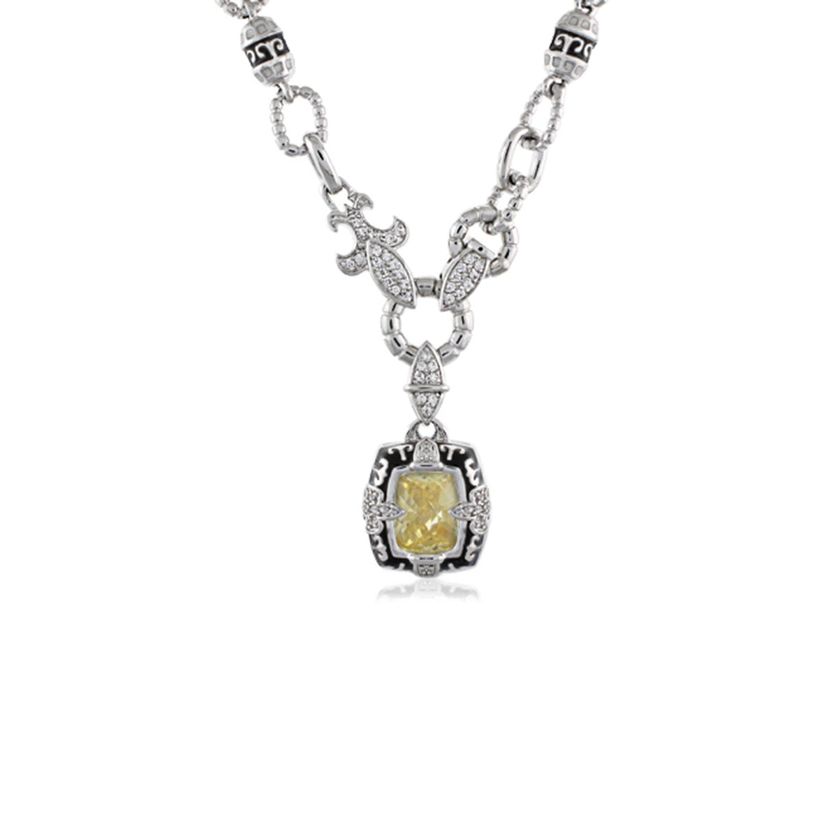 Renaissance Necklace by Lauren G Adams; silver-tone pendant with citrine and pavé diamonds on Tampa Home & Garden Store