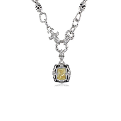 Renaissance Necklace by Lauren G Adams; silver-tone pendant with citrine and pavé diamonds on Tampa Home & Garden Store