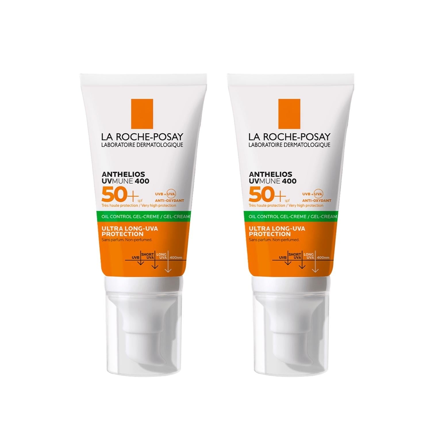 La Roche-Posay Anthelios UVMUNE400 SPF50+ oil-control sunscreen gel-cream, 2 x 50ml on Tampa Home & Garden Store