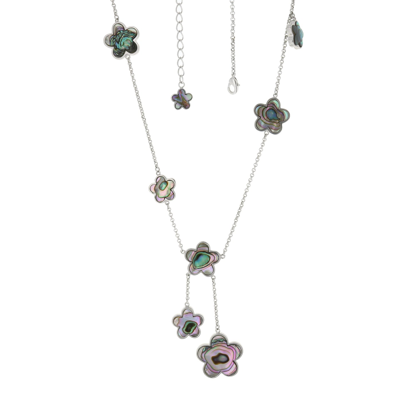 Daisy Love Gemstone Necklace Y-Drop by Lauren G Adams, silver chain with flower daisies on Tampa Home & Garden Store