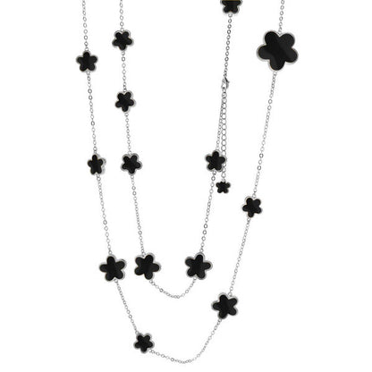 Daisy Love long necklace by Lauren G Adams; silver chain with black clover charms on Tampa Home & Garden Store