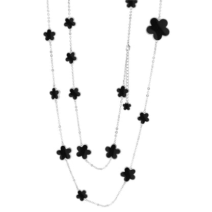 Daisy Love Necklace long silver chain with black flower cluster charms by Lauren G Adams on Tampa Home & Garden Store