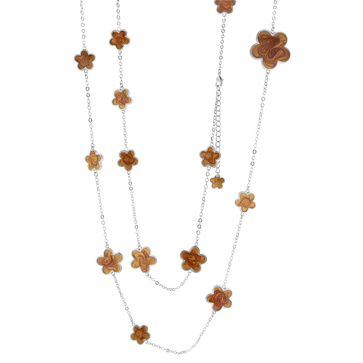 Daisy Love Necklace Cluster brown flowers on silver chain LG Adams on Tampa Home & Garden Store