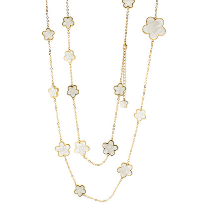Daisy Love Necklace long gold-tone chain with white enamel flower clusters by Lauren G Adams on Tampa Home & Garden Store