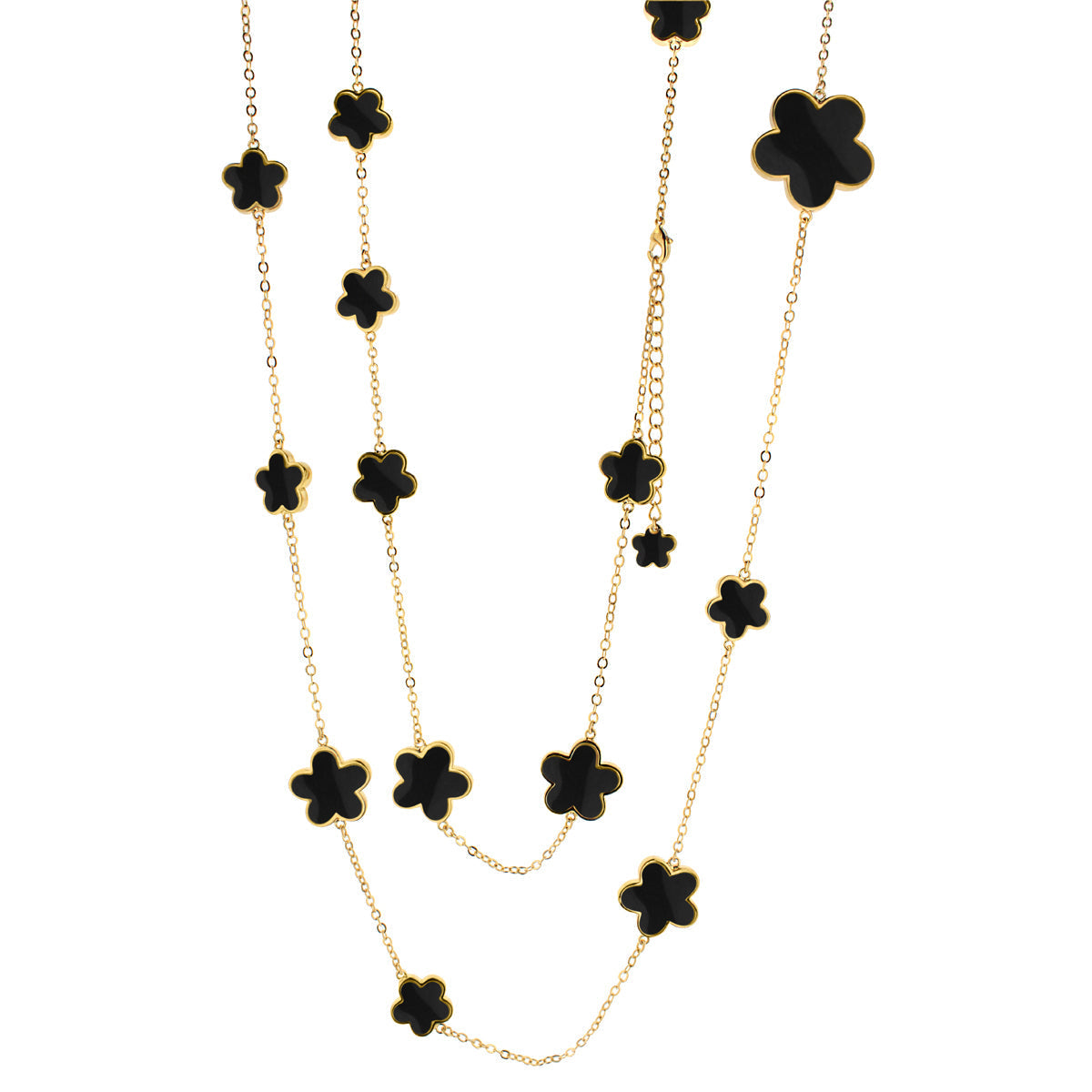 Daisy Love Necklace long gold chain with black flower clusters Lauren G Adams on Tampa Home & Garden Store