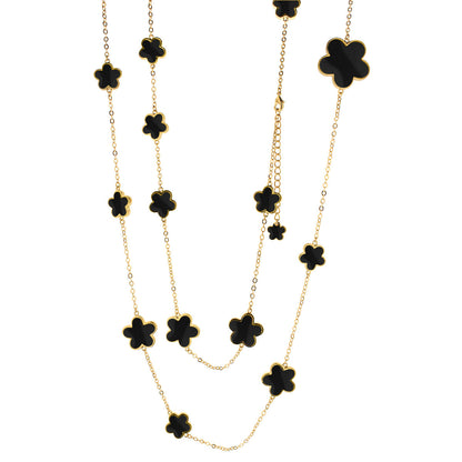 Daisy Love Necklace long gold chain with black flower clusters Lauren G Adams on Tampa Home & Garden Store