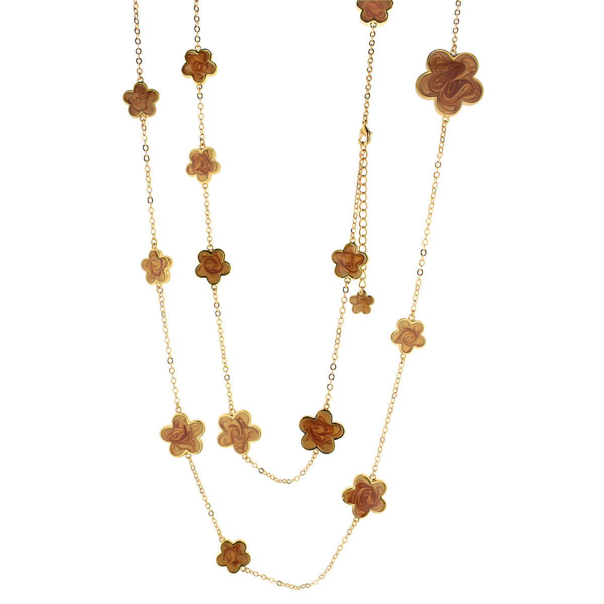 Daisy Love Necklace long gold-tone chain with flower cluster charms by Lauren G Adams on Tampa Home & Garden Store